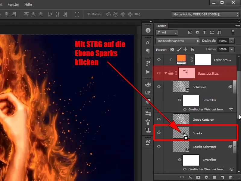 Photoshop composing - Fire and ice - Part 06: Sparks and frost