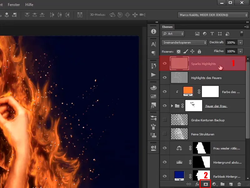 Photoshop composing - Fire and ice - Part 06: Sparks and frost