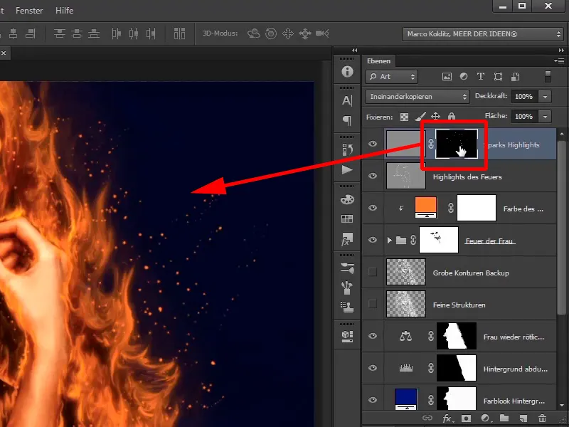 Photoshop composing - Fire and ice - Part 06: Sparks and frost