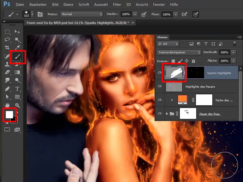 Photoshop composing - Fire and ice - Part 06: Sparks and frost
