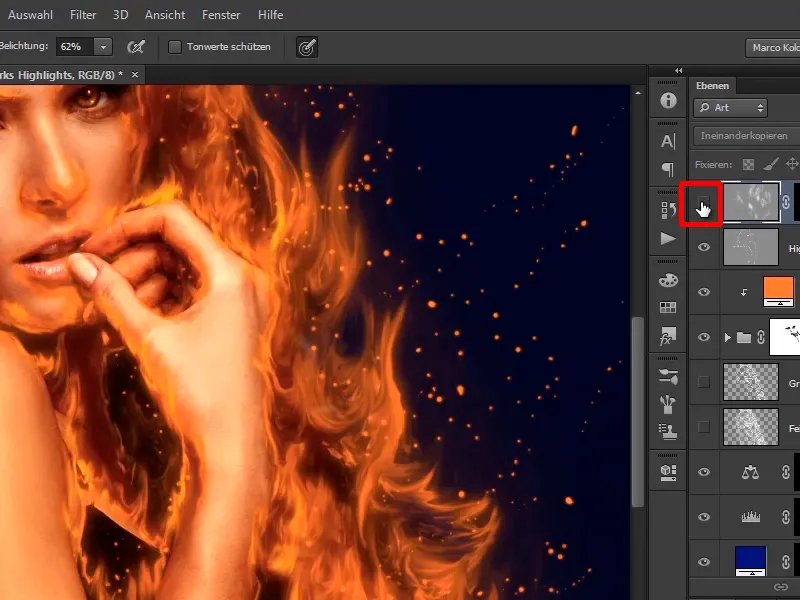 Photoshop composing - Fire and ice - Part 06: Sparks and frost