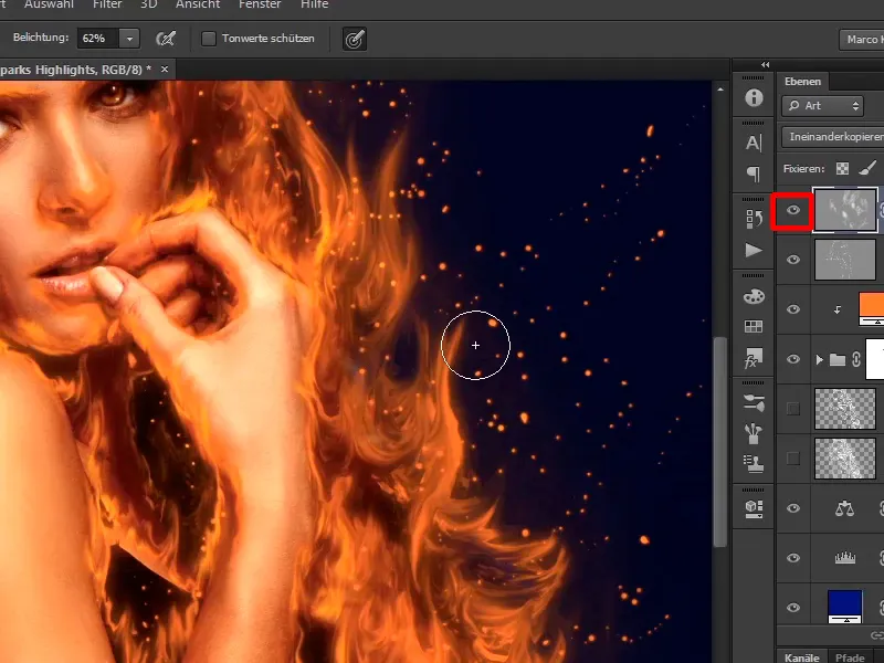 Photoshop composing - Fire and ice - Part 06: Sparks and frost
