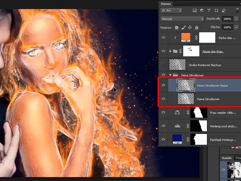 Photoshop composing - Fire and ice - Part 06: Sparks and frost