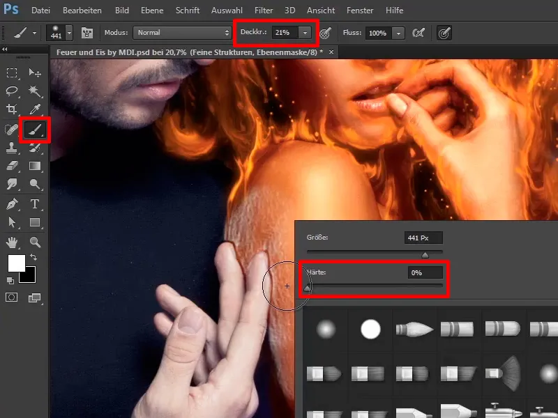 Photoshop composing - Fire and ice - Part 06: Sparks and frost