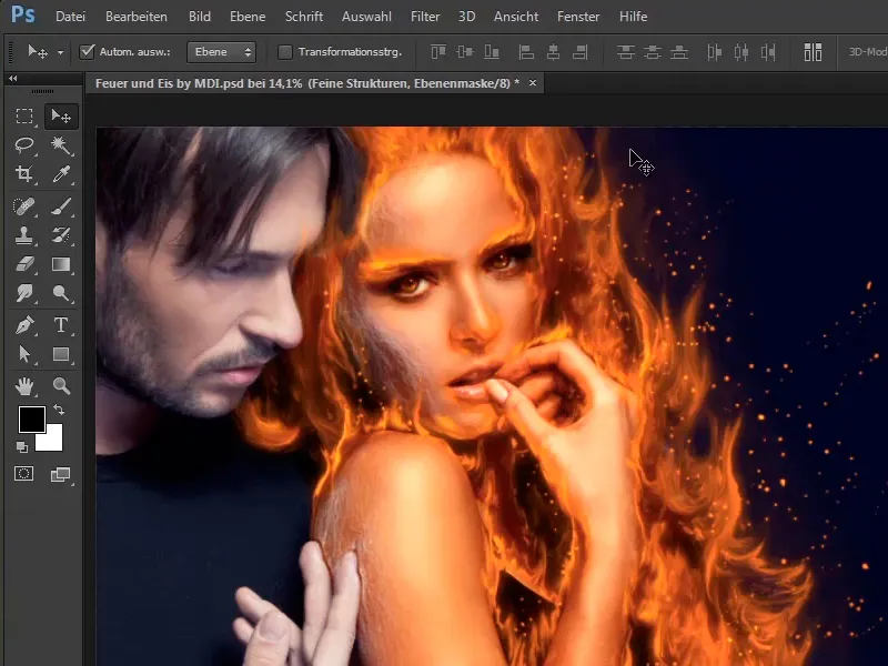 Photoshop composing - Fire and ice - Part 06: Sparks and frost