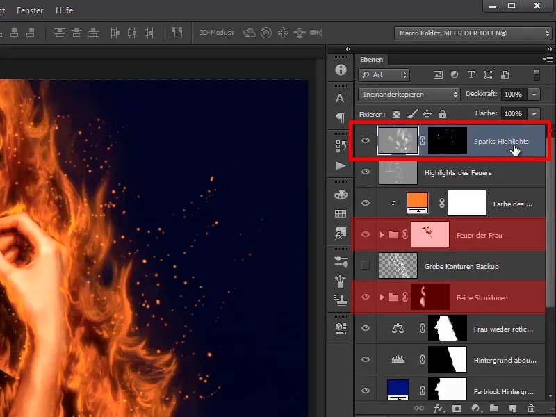Photoshop composing - Fire and ice - Part 06: Sparks and frost