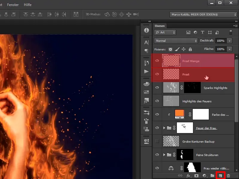 Photoshop composing - Fire and ice - Part 06: Sparks and frost