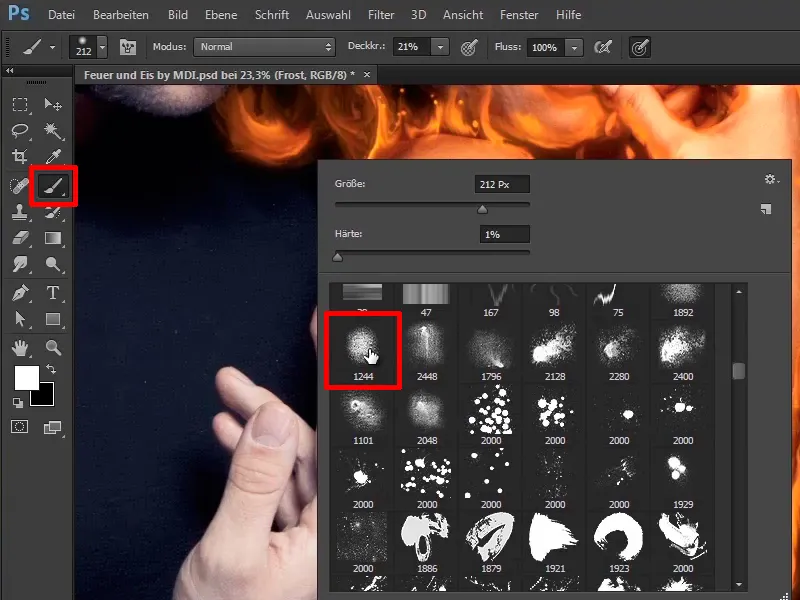 Photoshop composing - Fire and ice - Part 06: Sparks and frost