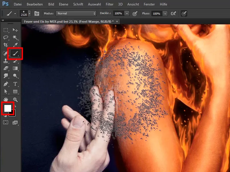 Photoshop composing - Fire and ice - Part 06: Sparks and frost