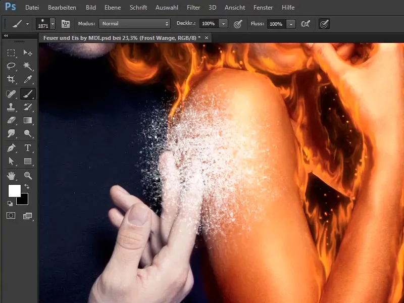 Photoshop composing - Fire and ice - Part 06: Sparks and frost