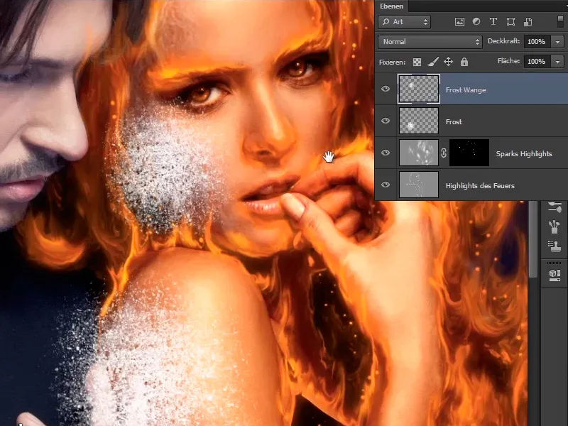 Photoshop composing - Fire and ice - Part 06: Sparks and frost
