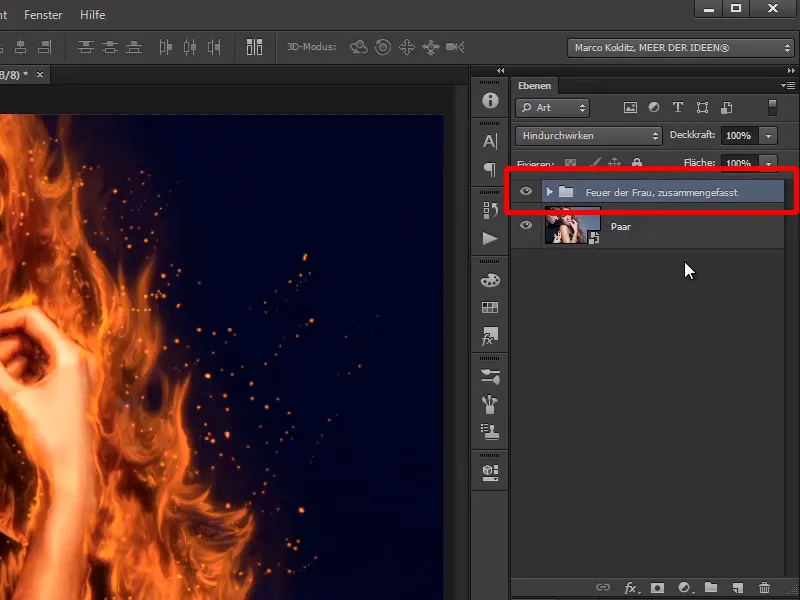 Photoshop composing - Fire and ice - Part 06: Sparks and frost