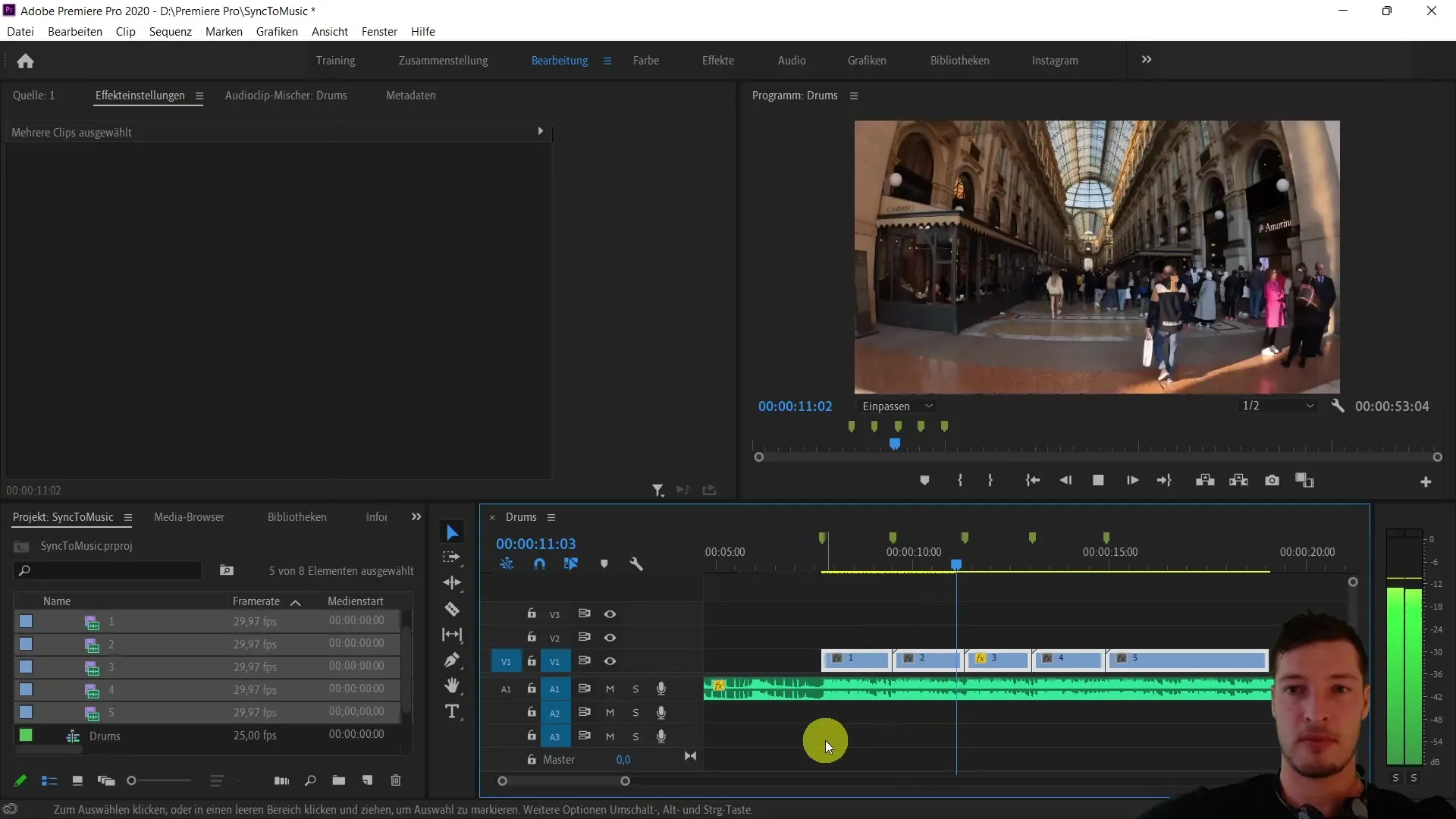 Rychlá synchronizace videoklipů v programu Adobe Premiere Pro CC