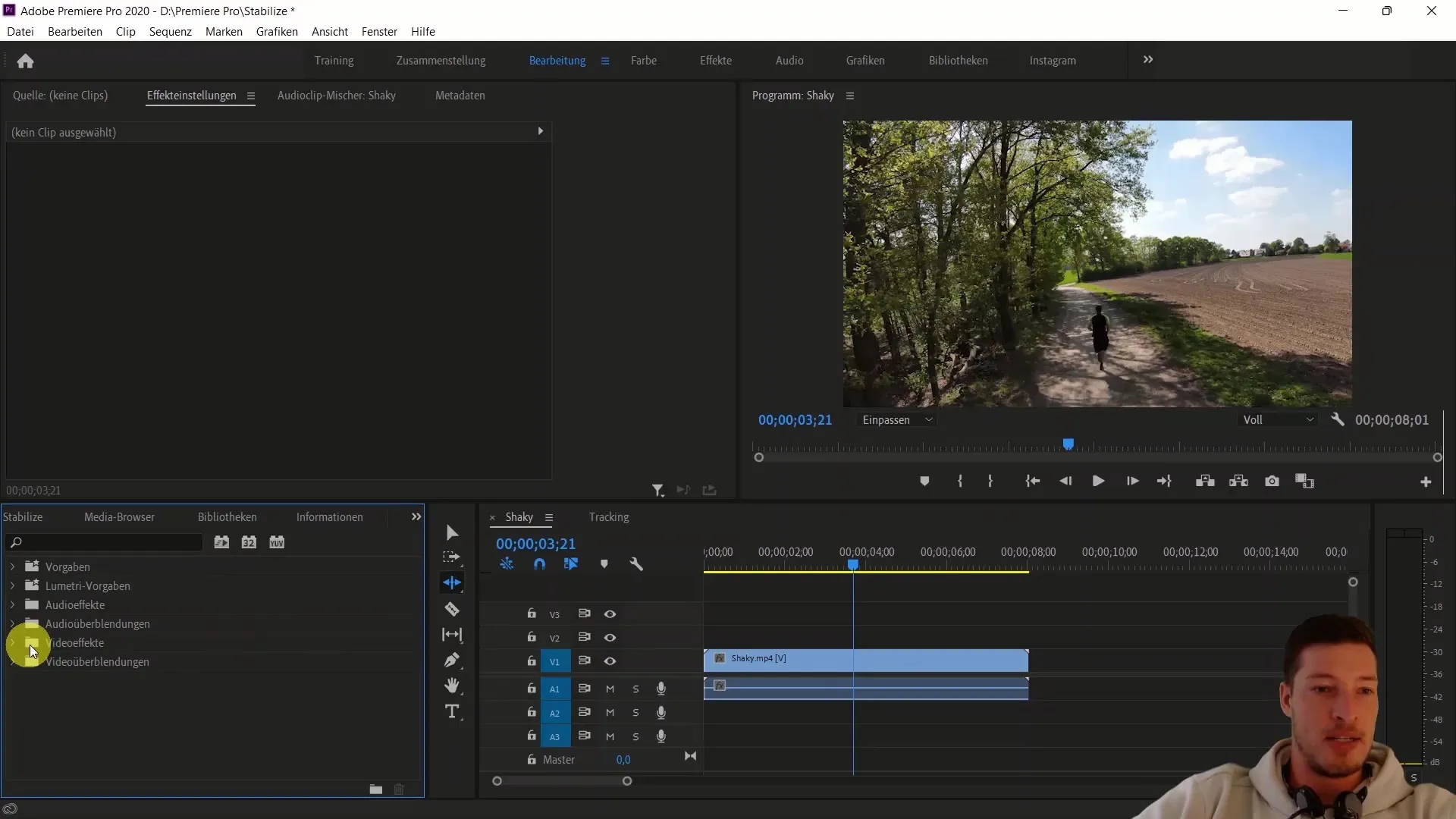 Effective image stabilization in Adobe Premiere Pro CC