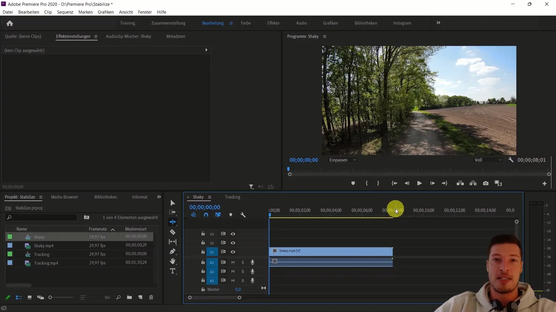 Effective image stabilization in Adobe Premiere Pro CC