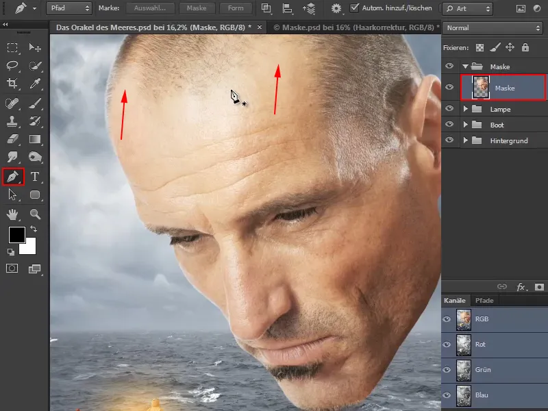 Photoshop-Composing - Das Orakel des Meeres - Teil 06: Pfadmaske erstellen und Konturen optimieren