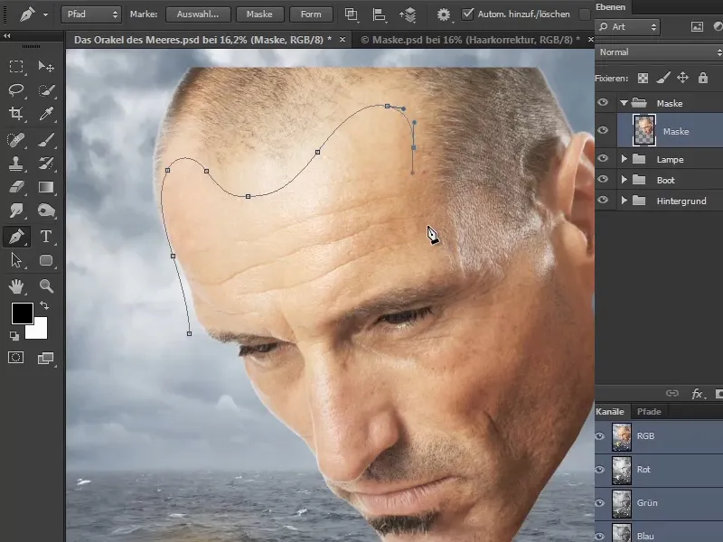 Photoshop-Composing - L'oracolo del mare - Parte 06: Creare una maschera di percorso e ottimizzare i contorni