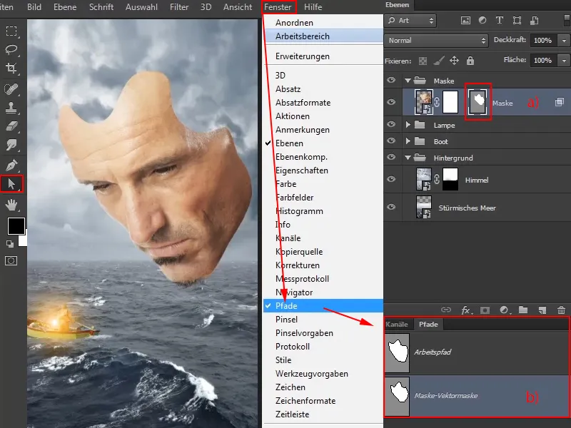 Composizione Photoshop - L'oracolo del mare - Parte 06: Creare un mascheramento di percorso e ottimizzare i contorni.