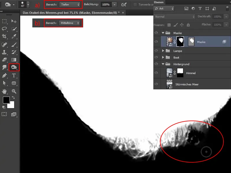 Composizione di Photoshop - L'oracolo del mare - Parte 06: Creazione e ottimizzazione dei contorni del percorso.
