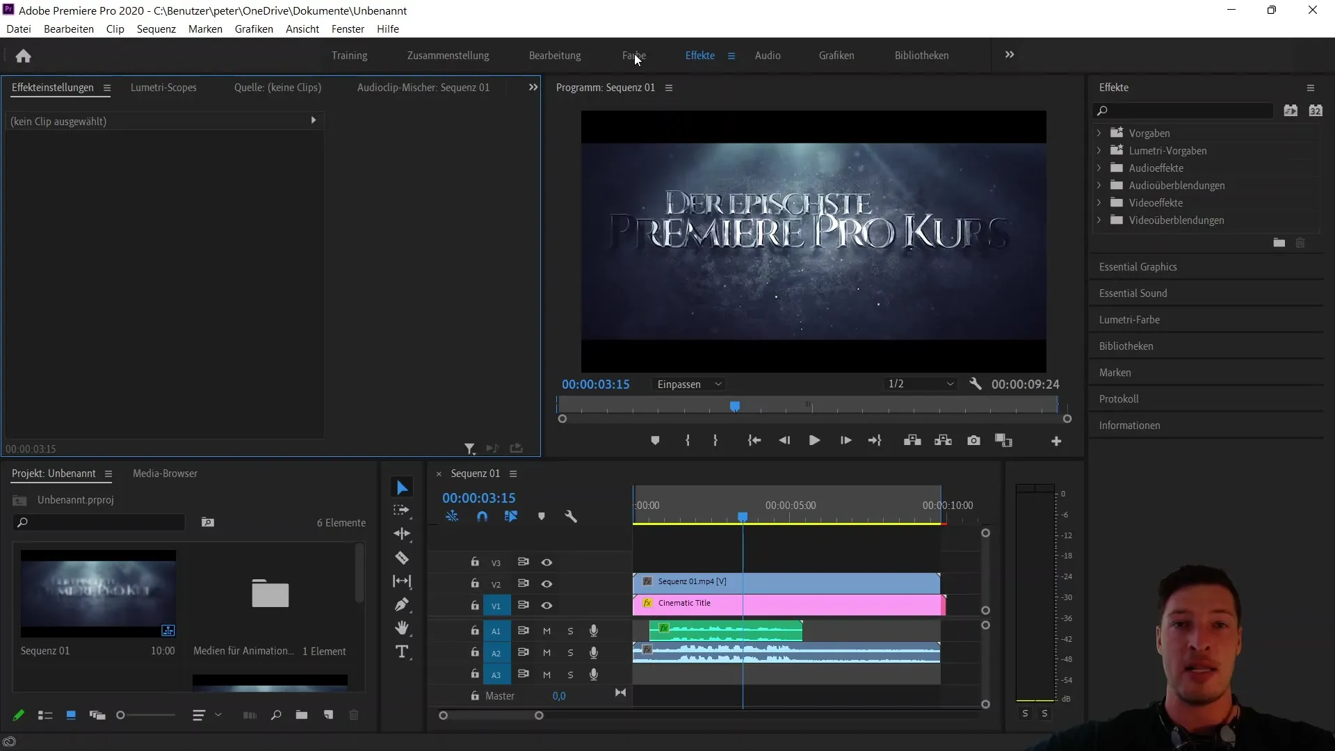 Struktura kurzu pro úpravu videa v programu Adobe Premiere Pro CC