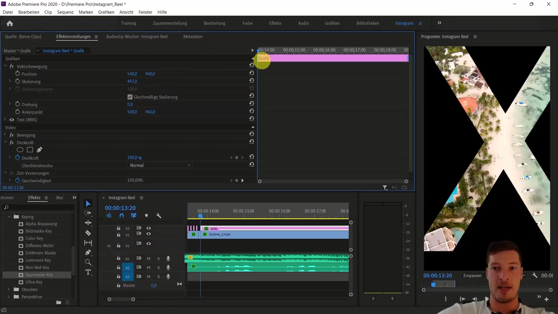 Adobe Premiere Proを使用したビデオ編集: メキシコの国旗を挿入し、トラックマット効果を利用する
