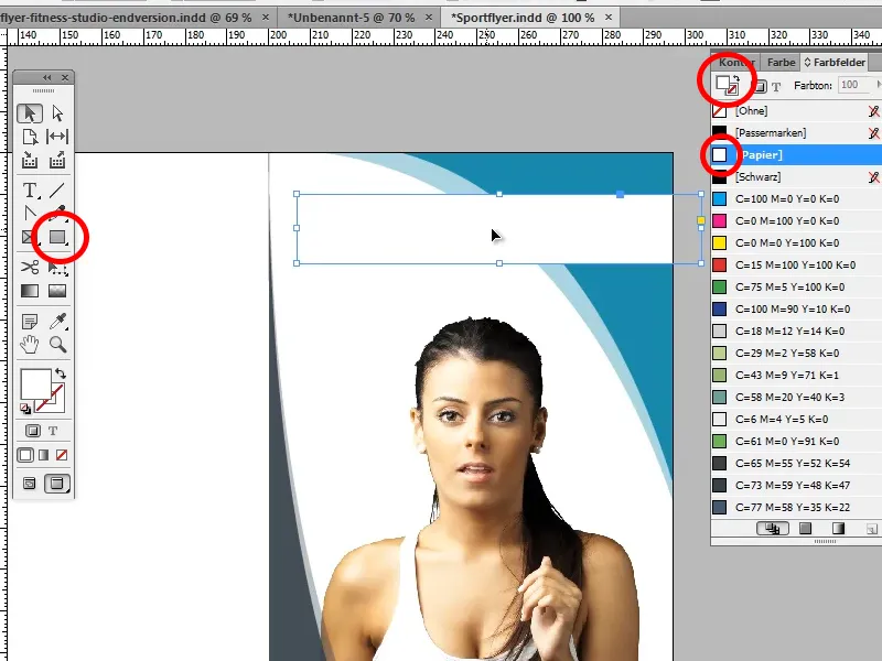 Desain flyer dalam format lipat dengan contoh studio olahraga/kebugaran - Bagian 2