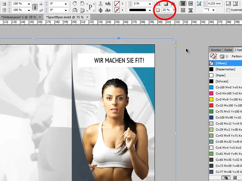 Desain flyer dalam format lipat dengan contoh studio olahraga/kebugaran - Bagian 2