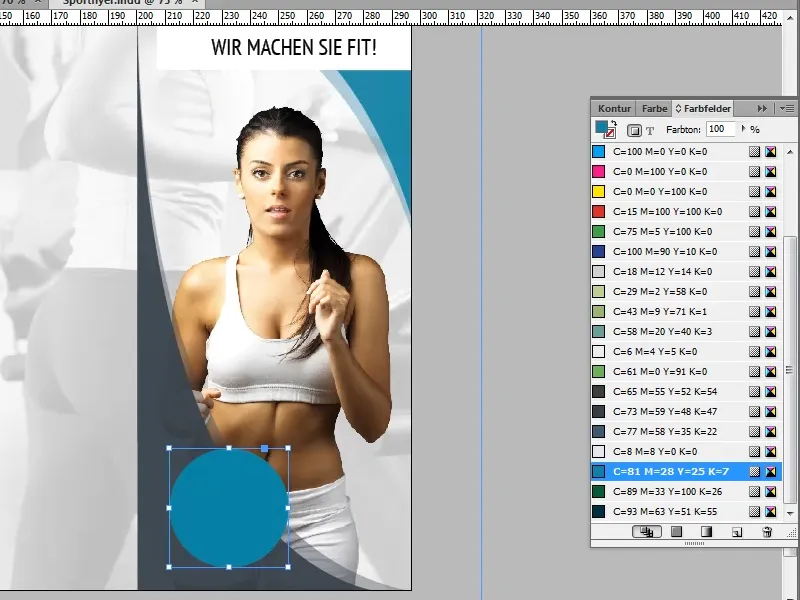Desain flyer dalam format lipat dengan contoh studio olahraga/fitness - Bagian 2
