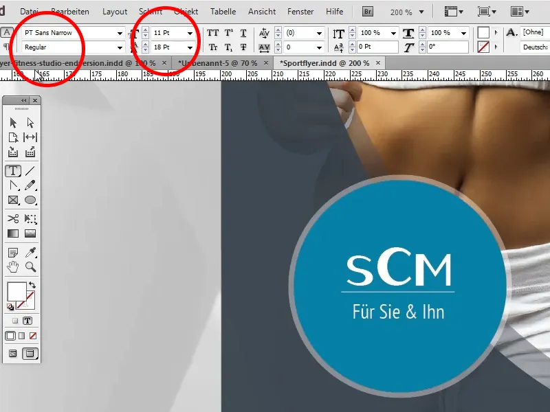 Desain flyer dalam format lipat dengan contoh studio olahraga/kebugaran - Bagian 2