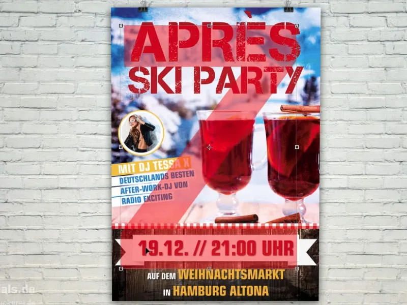 Gestaltung eines Plakats DIN A2 einseitig bedruckt - Après-Ski-Party