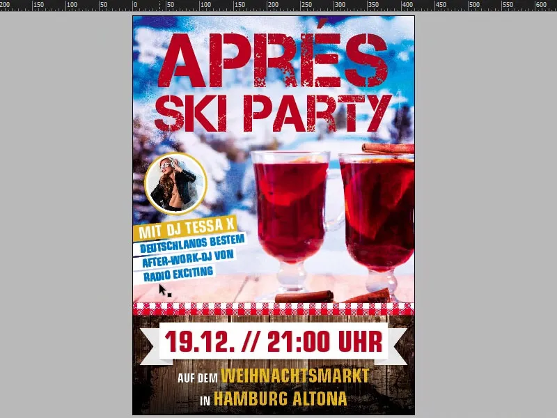 Gestaltung eines Plakats DIN A2 einseitig bedruckt - Après-Ski-Party