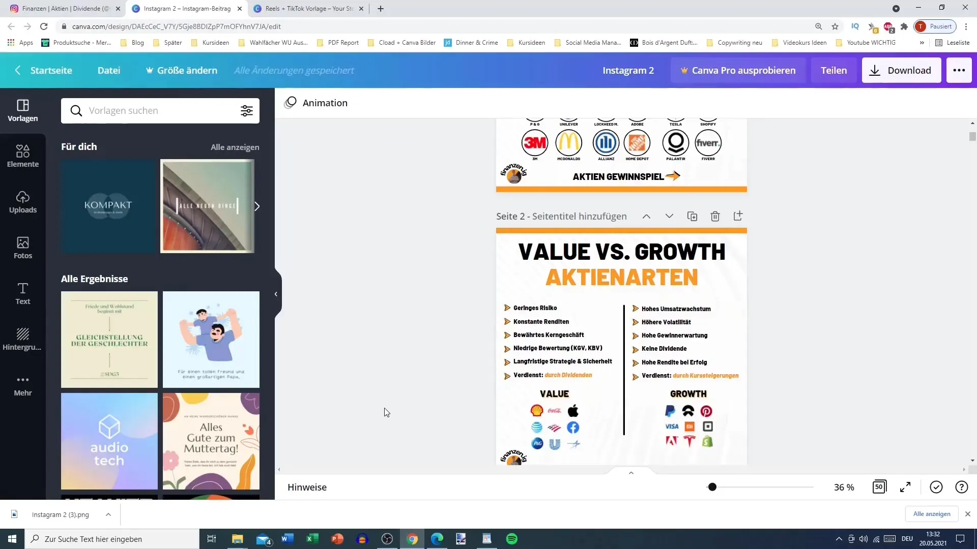Efficient creation of content for Instagram Reels and TikTok