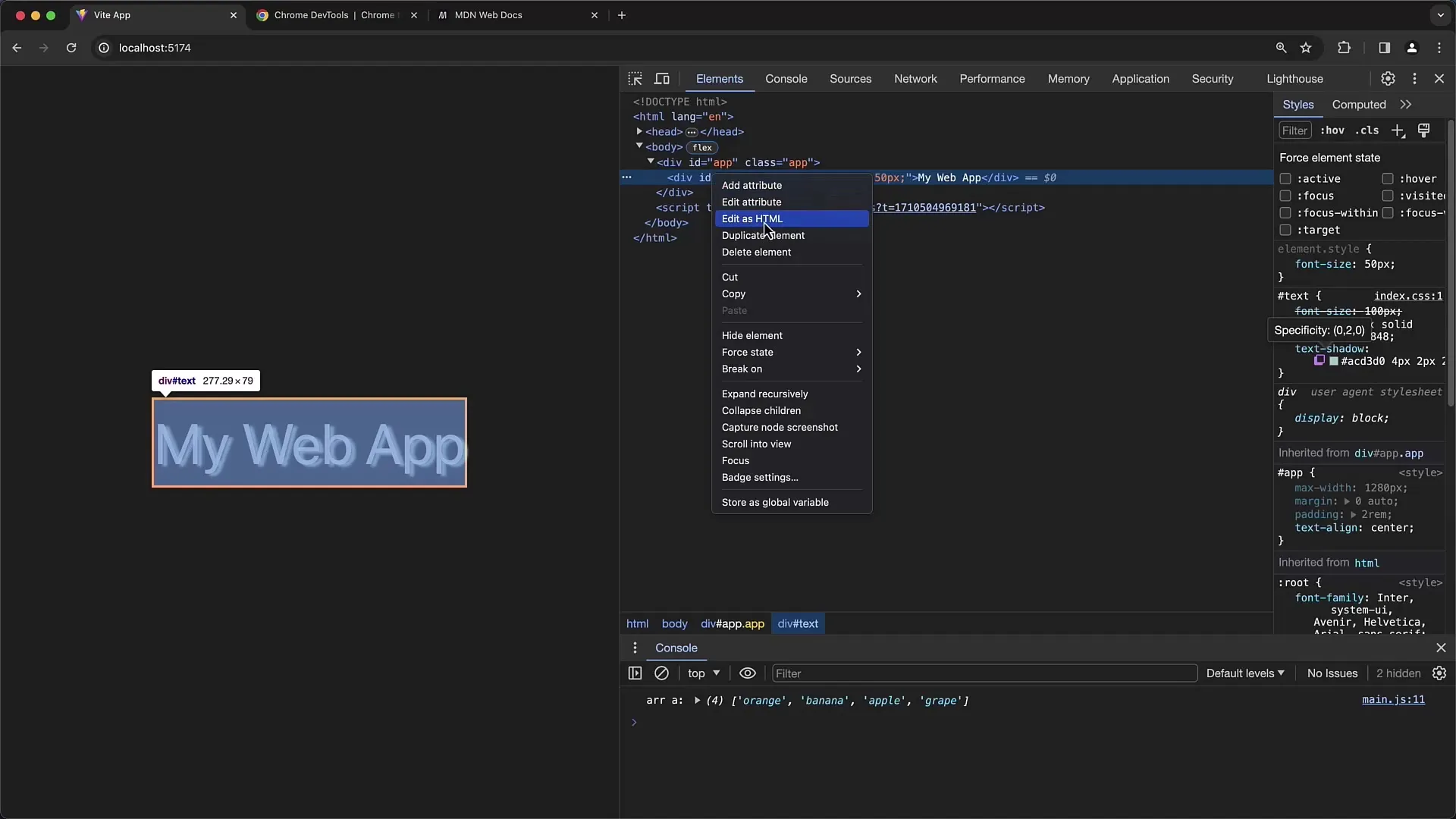 Manipulasi HTML dan DOM yang luas menggunakan Chrome Developer Tools