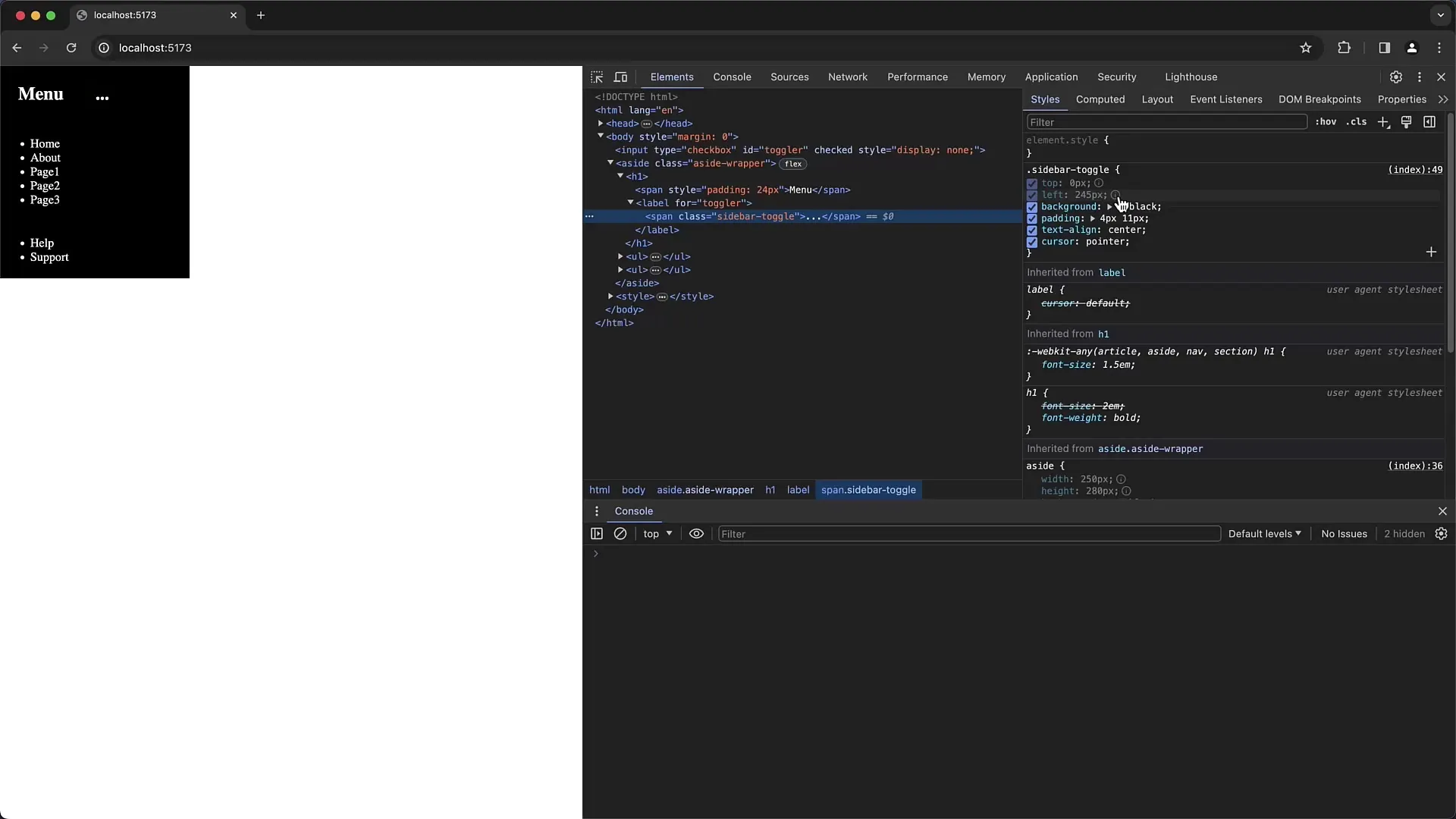 Návod k řešení problémů v bočním menu Chrome Developer Tools