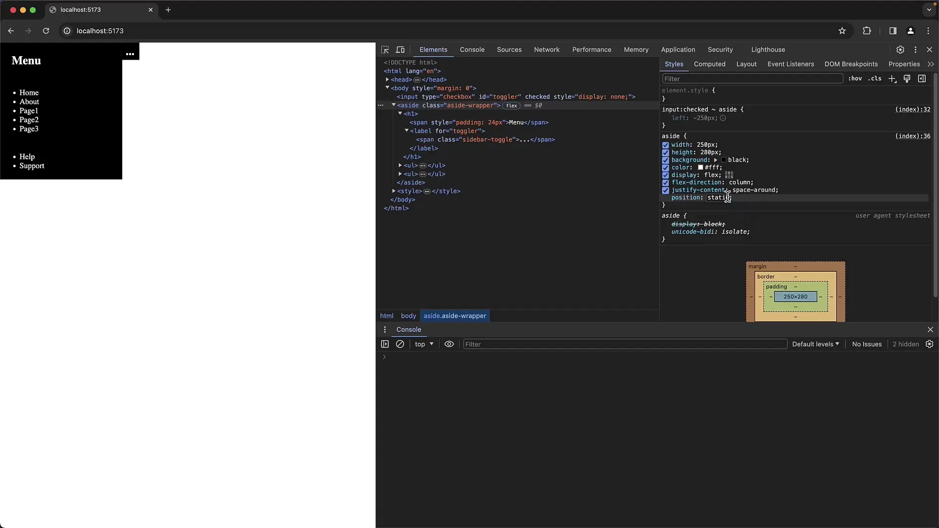 Návod k řešení chyb v bočním menu nástrojů pro vývojáře Chrome