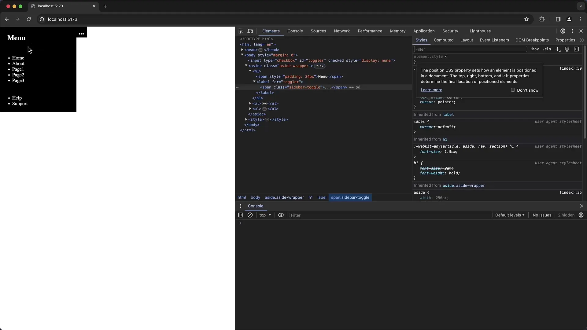Návod k odstranění chyb v bočním menu nástrojů pro vývojáře Chrome