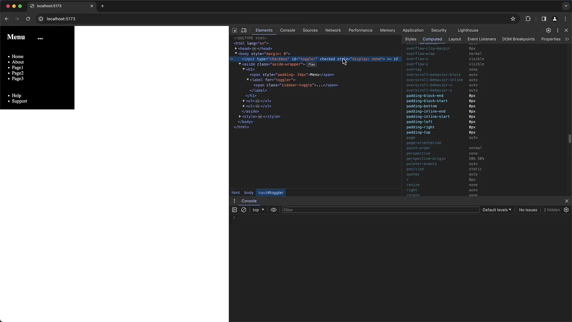 Návod k odstraňování problémů v boční nabídce Chrome Developer Tools