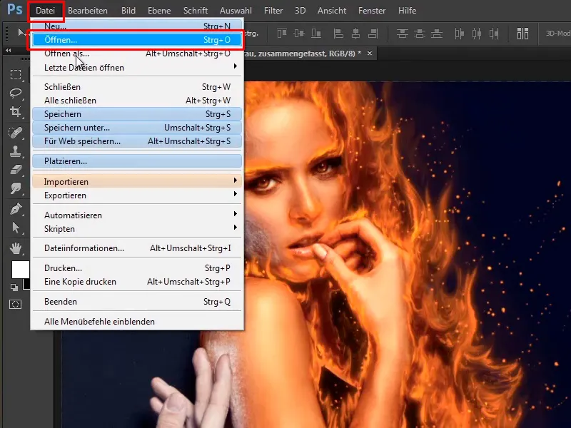 Photoshop composing - Fire and ice - Part 07: Placing real fire in the image