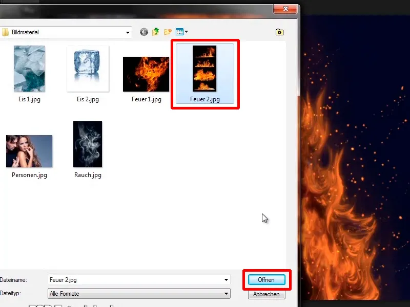 Photoshop-Composing - Feuer und Eis - Teil 07: Echtes Feuer im Bild platzieren
