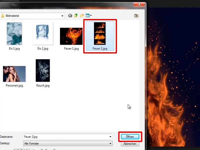 Photoshop composing - Fire and ice - Part 07: Placing real fire in the image