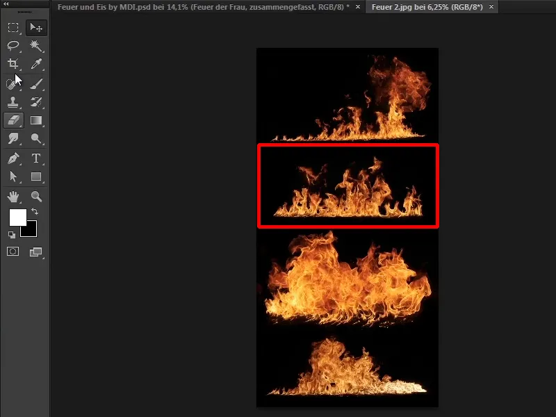 Photoshop composing - Fire and ice - Part 07: Placing real fire in the image