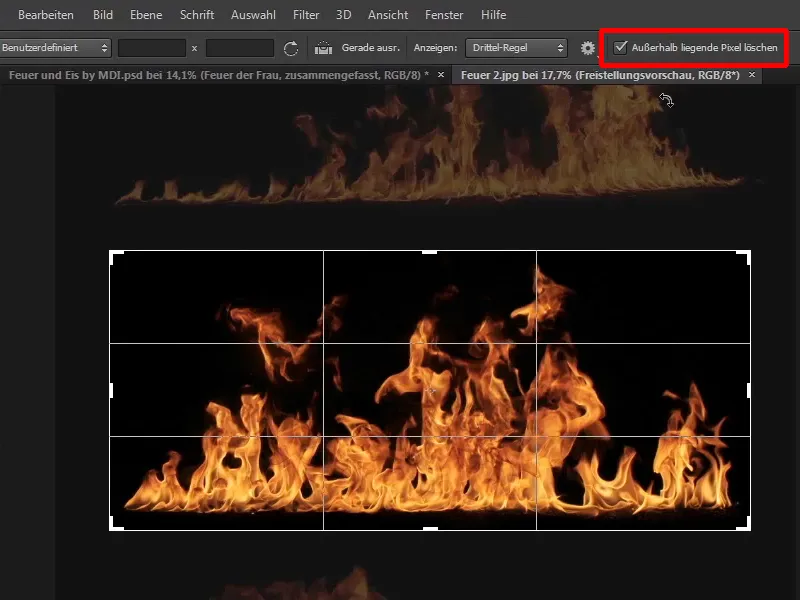 Photoshop composing - Fire and ice - Part 07: Placing real fire in the image