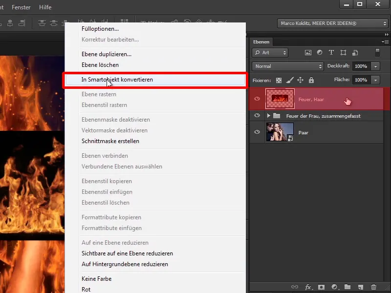 Photoshop composing - Fire and ice - Part 07: Placing real fire in the image