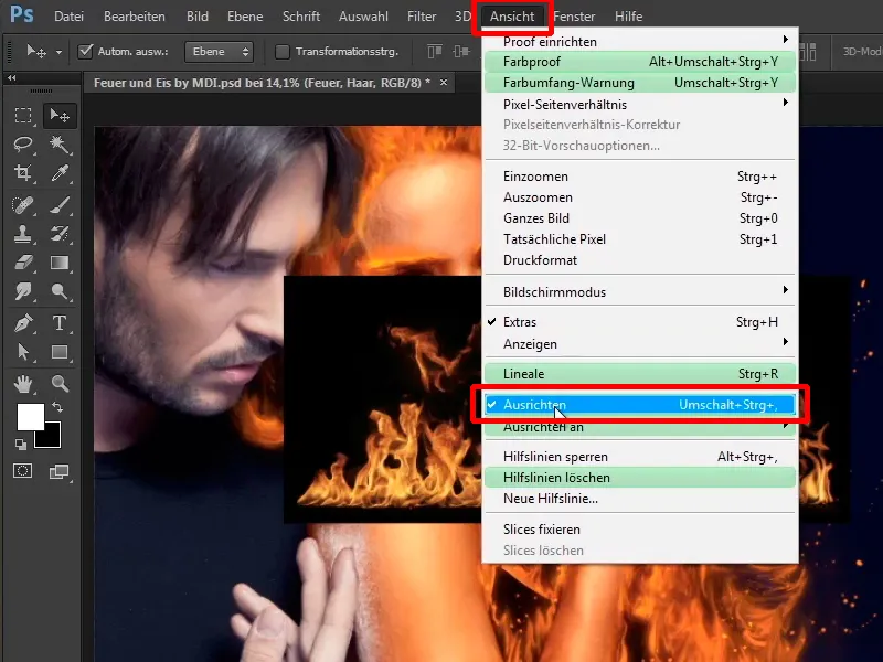 Photoshop composing - Fire and ice - Part 07: Placing real fire in the image