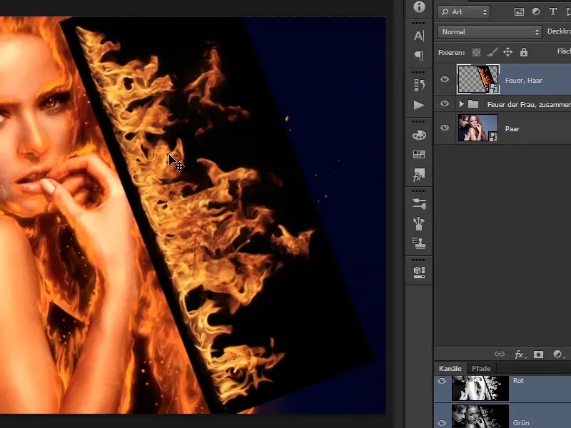 Photoshop composing - Fire and ice - Part 07: Placing real fire in the image