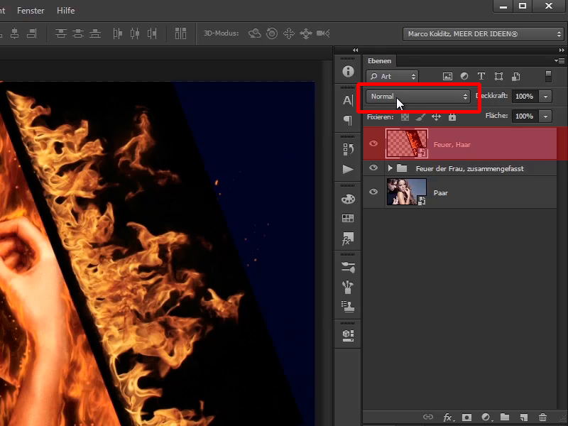 Photoshop-Composing - Feuer und Eis - Teil 07: Echtes Feuer im Bild platzieren