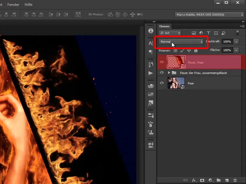 Photoshop composing - Fire and ice - Part 07: Placing real fire in the image