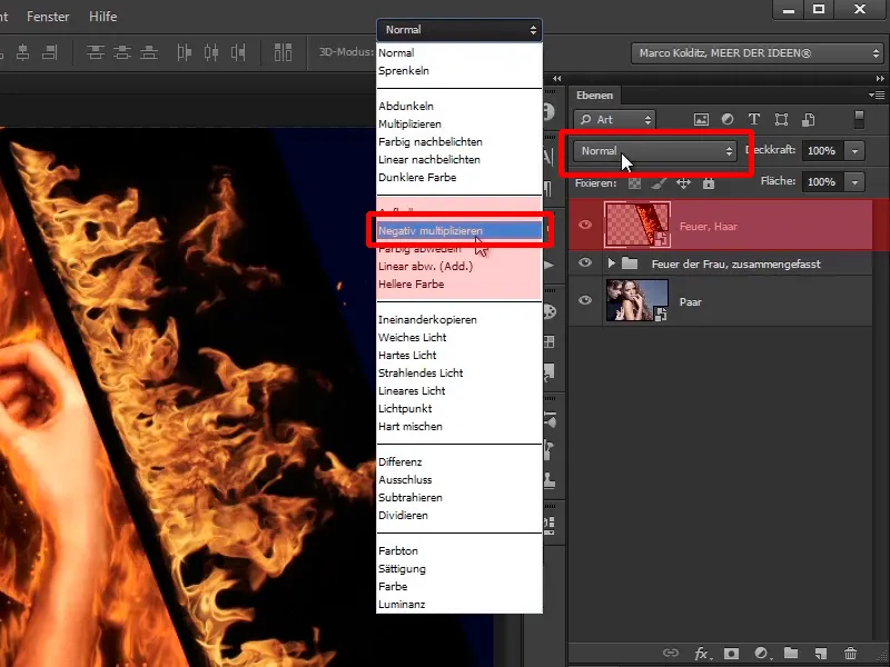 Photoshop composing - Fire and ice - Part 07: Placing real fire in the image