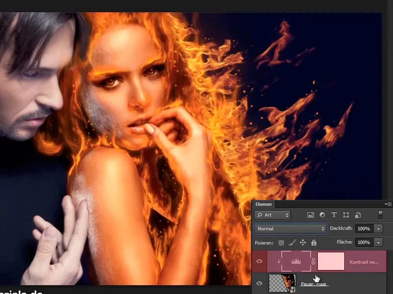Photoshop composing - Fire and ice - Part 07: Placing real fire in the image