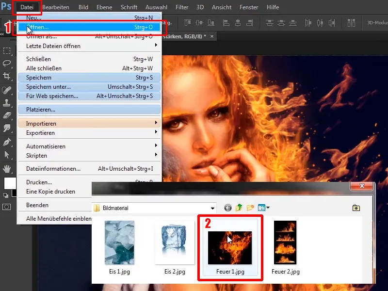 Photoshop composing - Fire and ice - Part 07: Placing real fire in the image